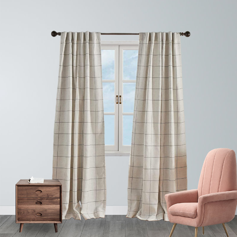Frifoho Windowpane Plaid Blackout Window Curtain, Living R Window Plaid